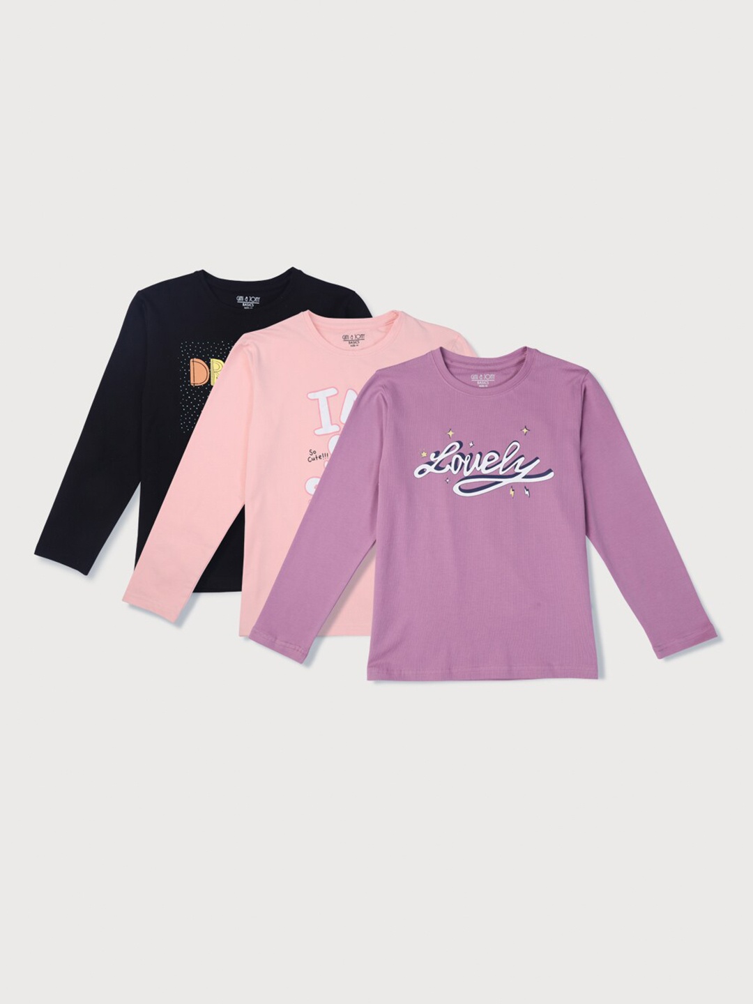 

Gini and Jony Infant Girls Pack Of 3 Printed Cotton T-Shirt, Pink