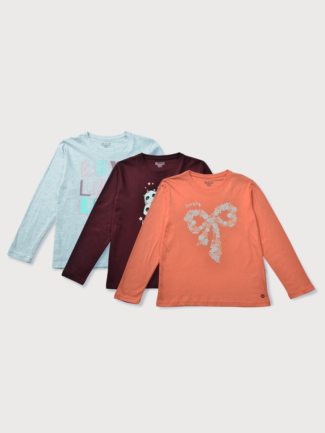 

Gini and Jony Girls Pack of 3 Printed T-shirt, Orange