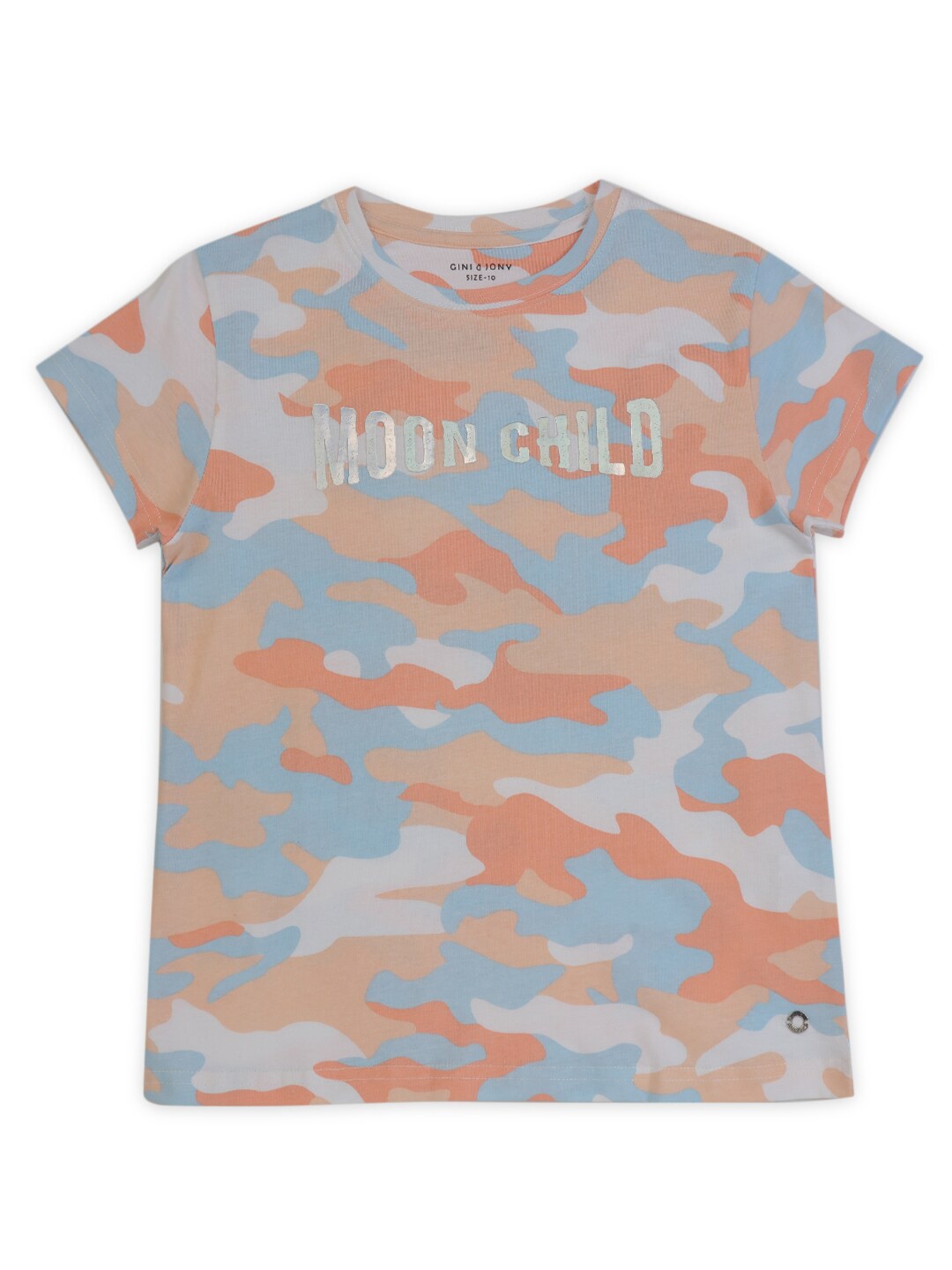 

Gini and Jony Girls Printed Round Neck Top, Orange