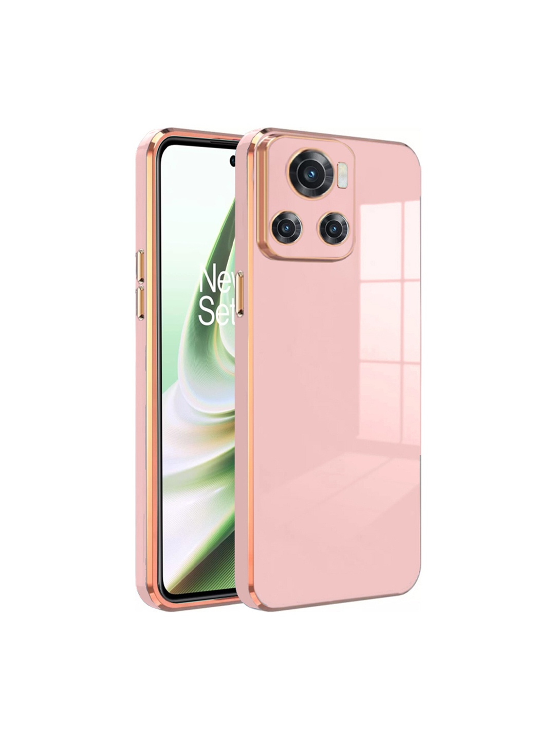 

Karwan Electroplated Chrome 6D One Plus 10R Phone Back Case, Pink