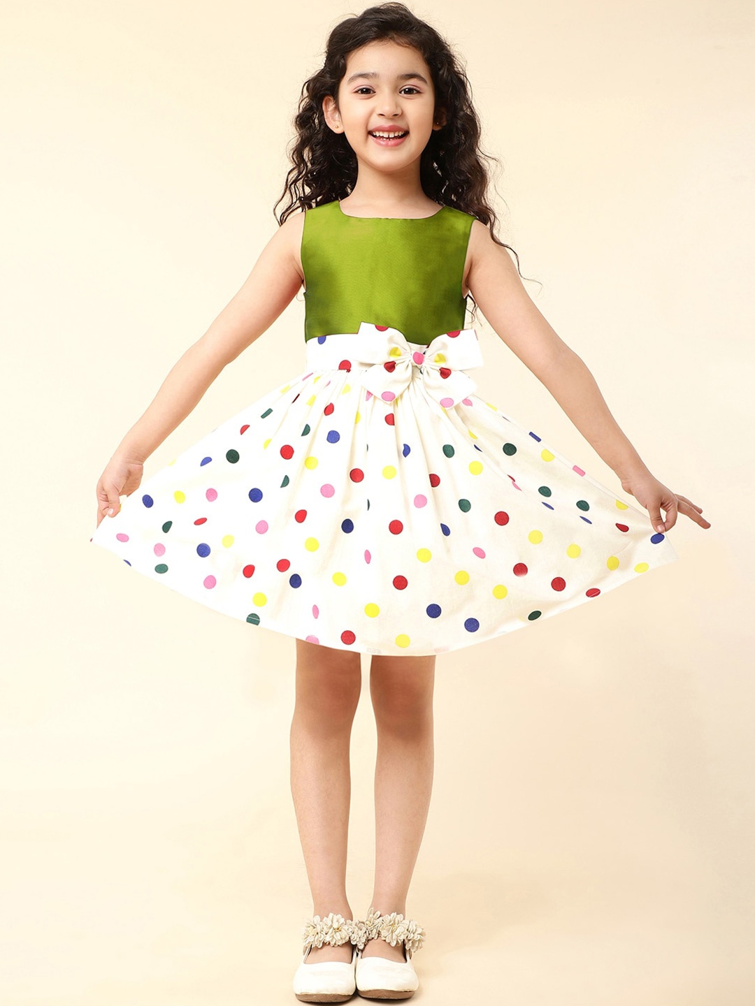 

A.T.U.N. Round Sleeve Sleeveless Fit And Flare Dress, Green