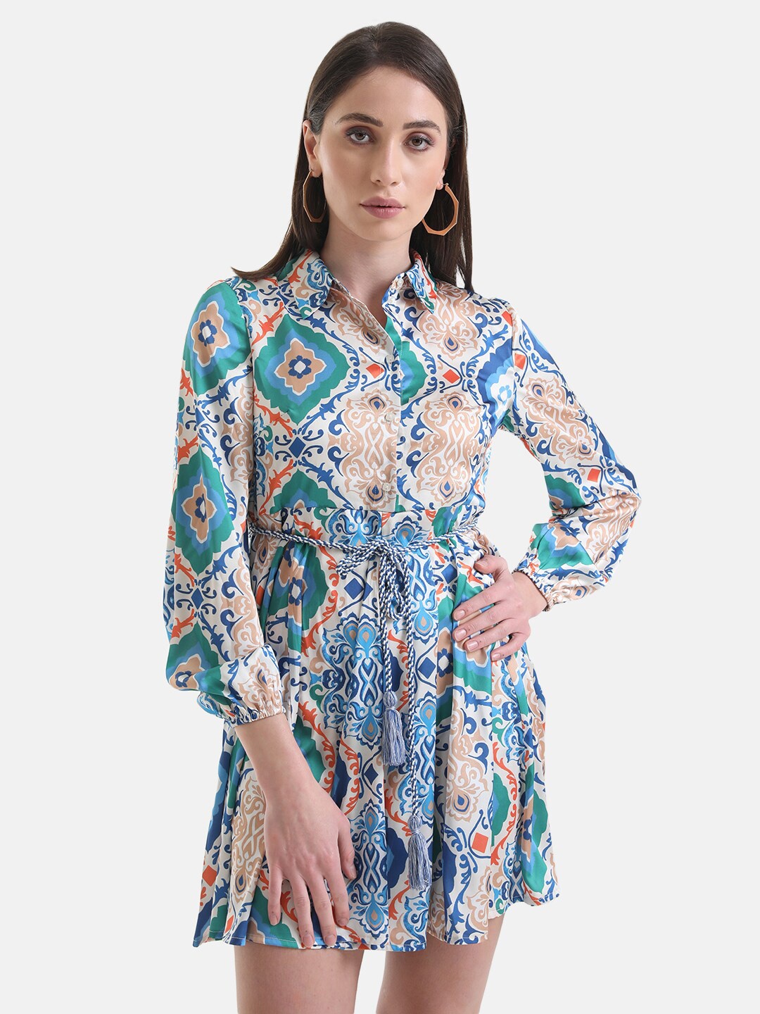 

Kazo Ethnic Motifs Shirt Dress, Blue