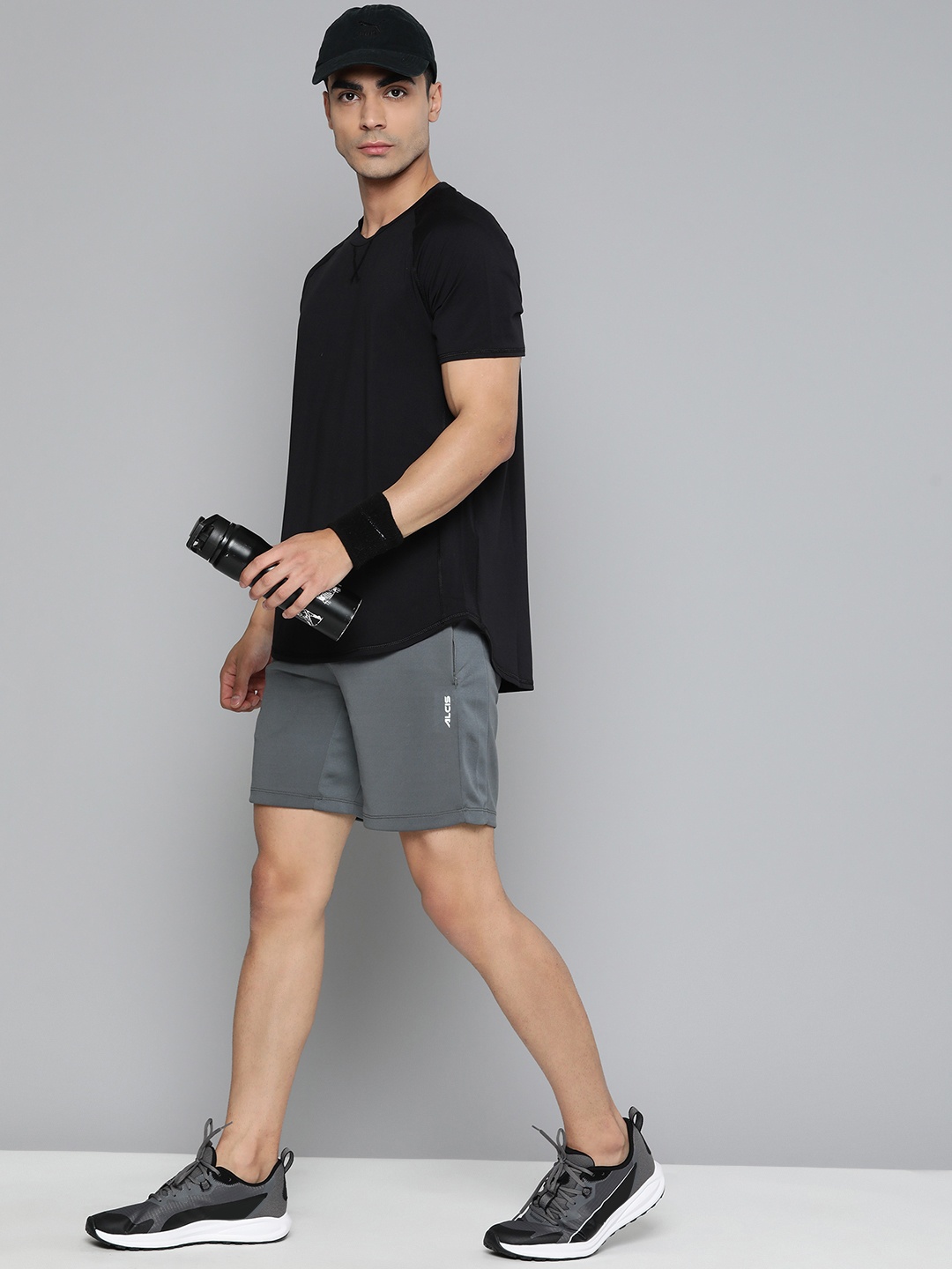 

Alcis Men Slim Fit Training or Gym Sports Shorts, Grey