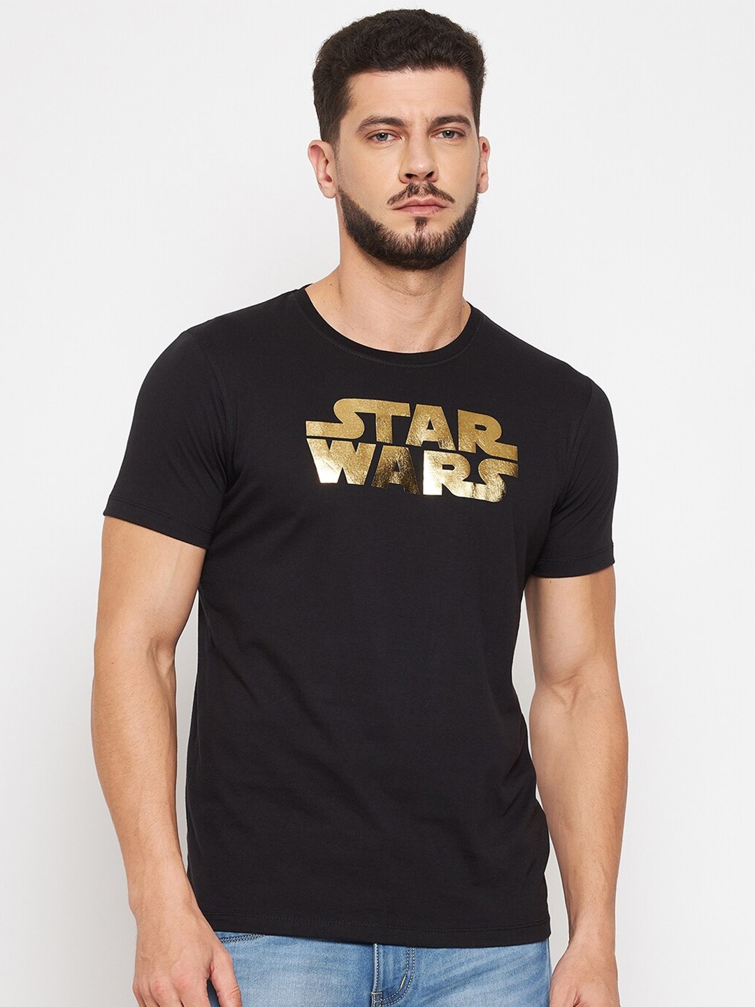 

Star Wars by Wear Your Mind Men Star Wars Typography Printed Cotton T-shirt, Black