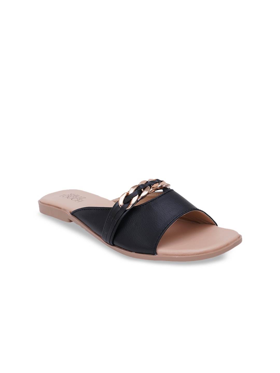 

SHUZ TOUCH Women Embellished Open Toe Flats, Black