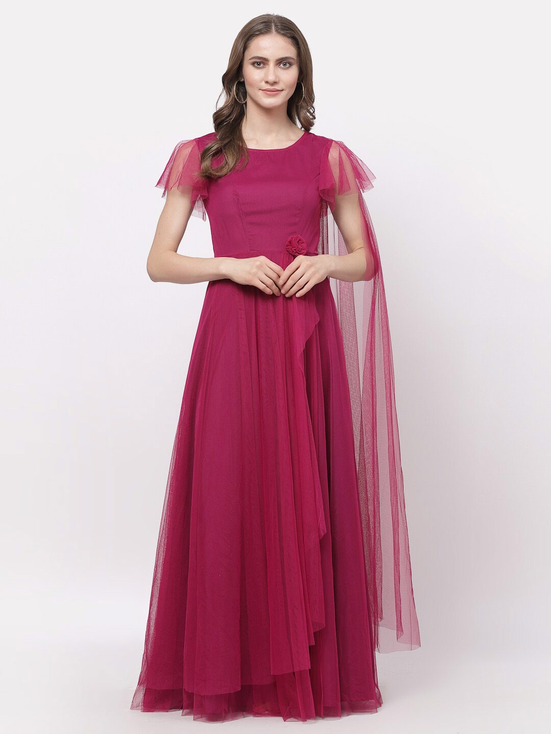 

Just Wow Flared Sleeve Maxi Dress, Maroon