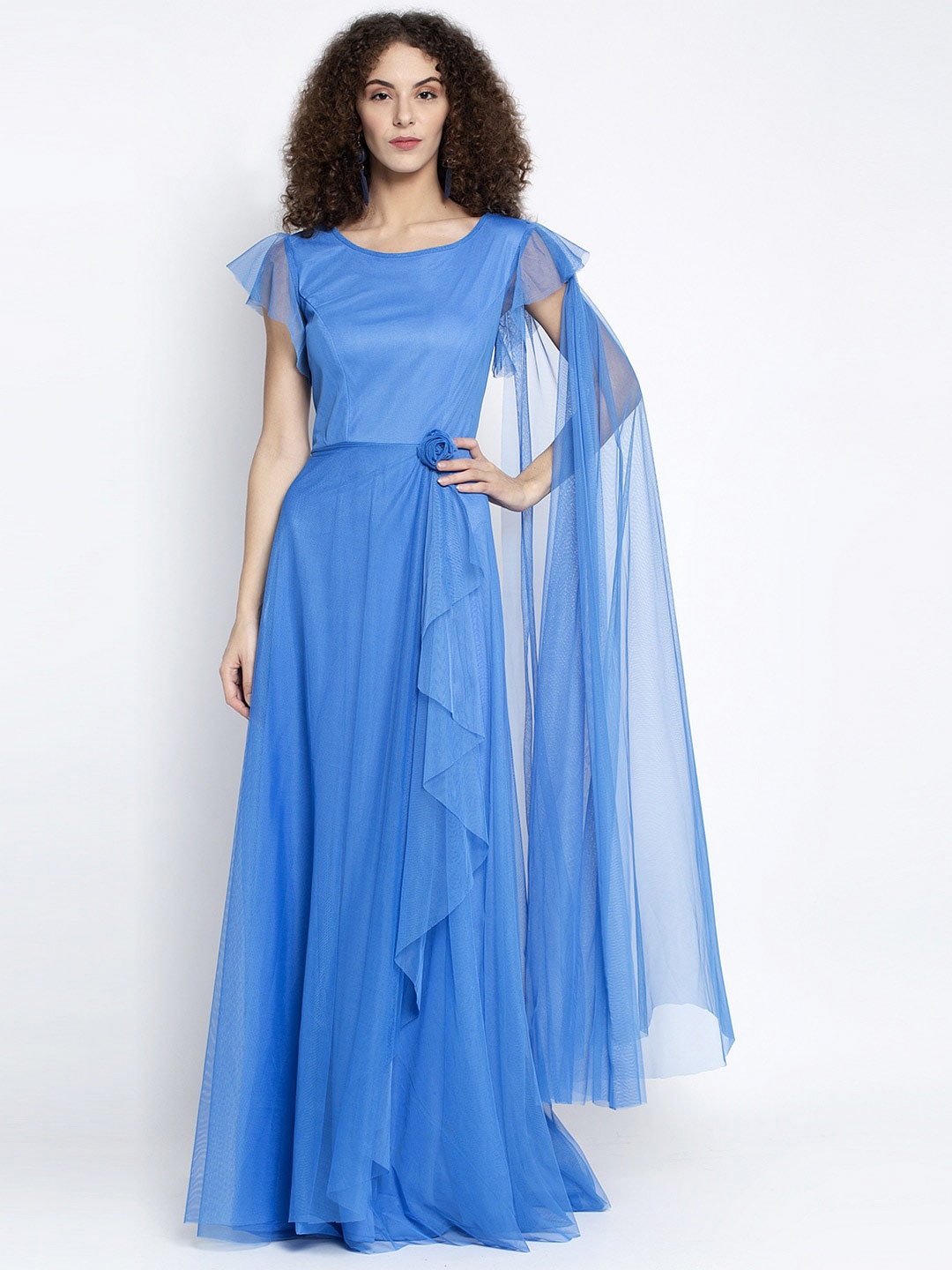 

Just Wow Round Neck Maxi Dress, Blue