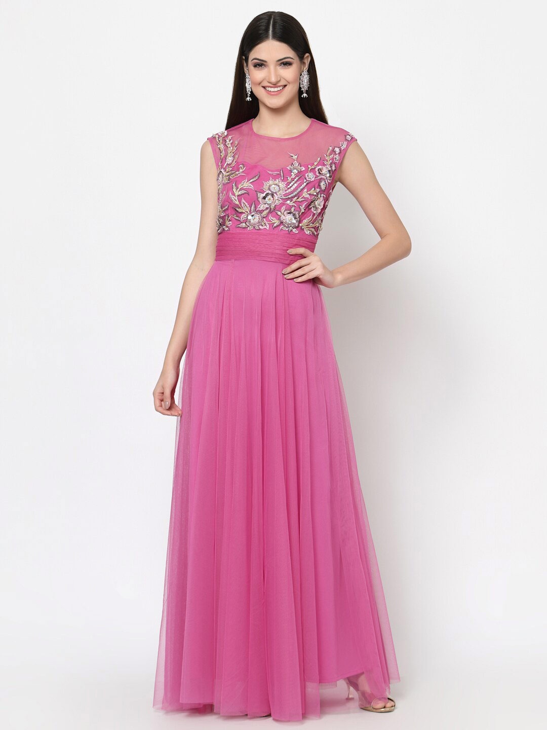 

Just Wow Floral Embellished Maxi Dress, Pink