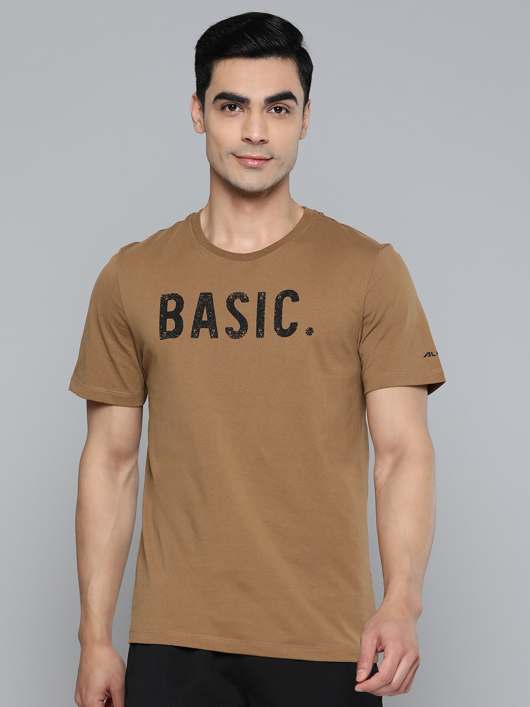 

Alcis Men Typography Printed Dry Tech Sports T-shirt, Brown