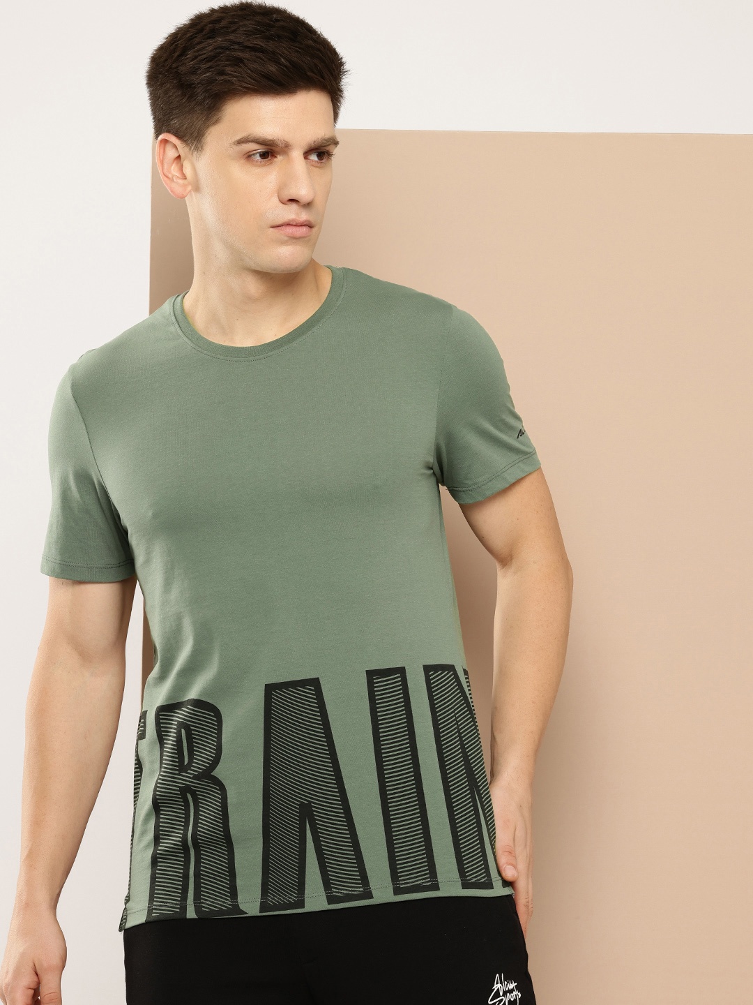 

Alcis Men Typography Printed Dry Tech Sports T-shirt, Green