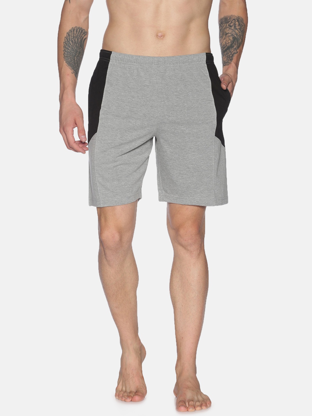 

Dollar Men Mid-Rise Cotton Lounge Shorts, Grey melange