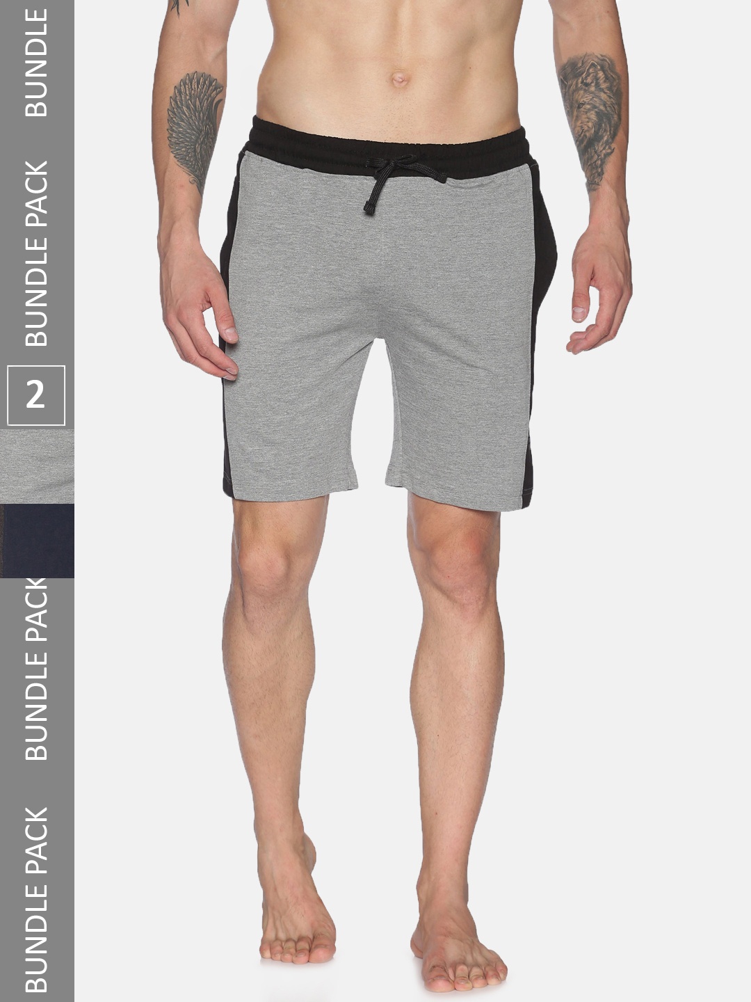 

Dollar Men Pack Of 2 Cotton Casual Shorts, Grey