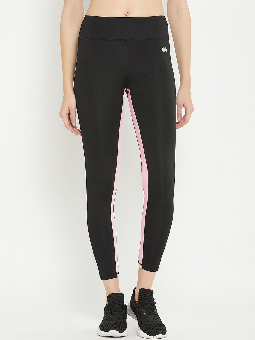 

Clovia Snug Fit High Rise Active Tights with Side Panels, Black