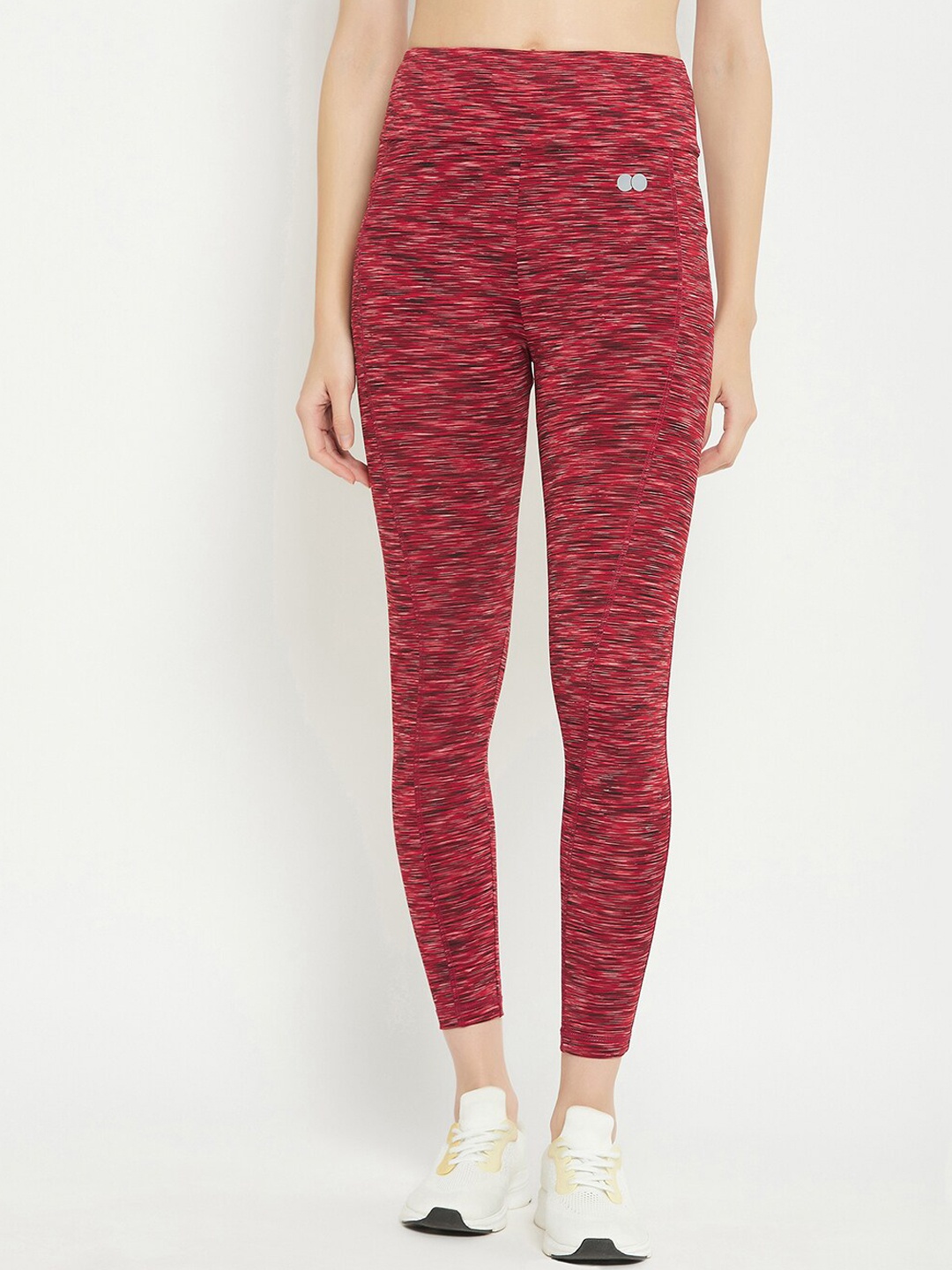 

Clovia Women High-Rise Active Tights with Side Pocket, Maroon