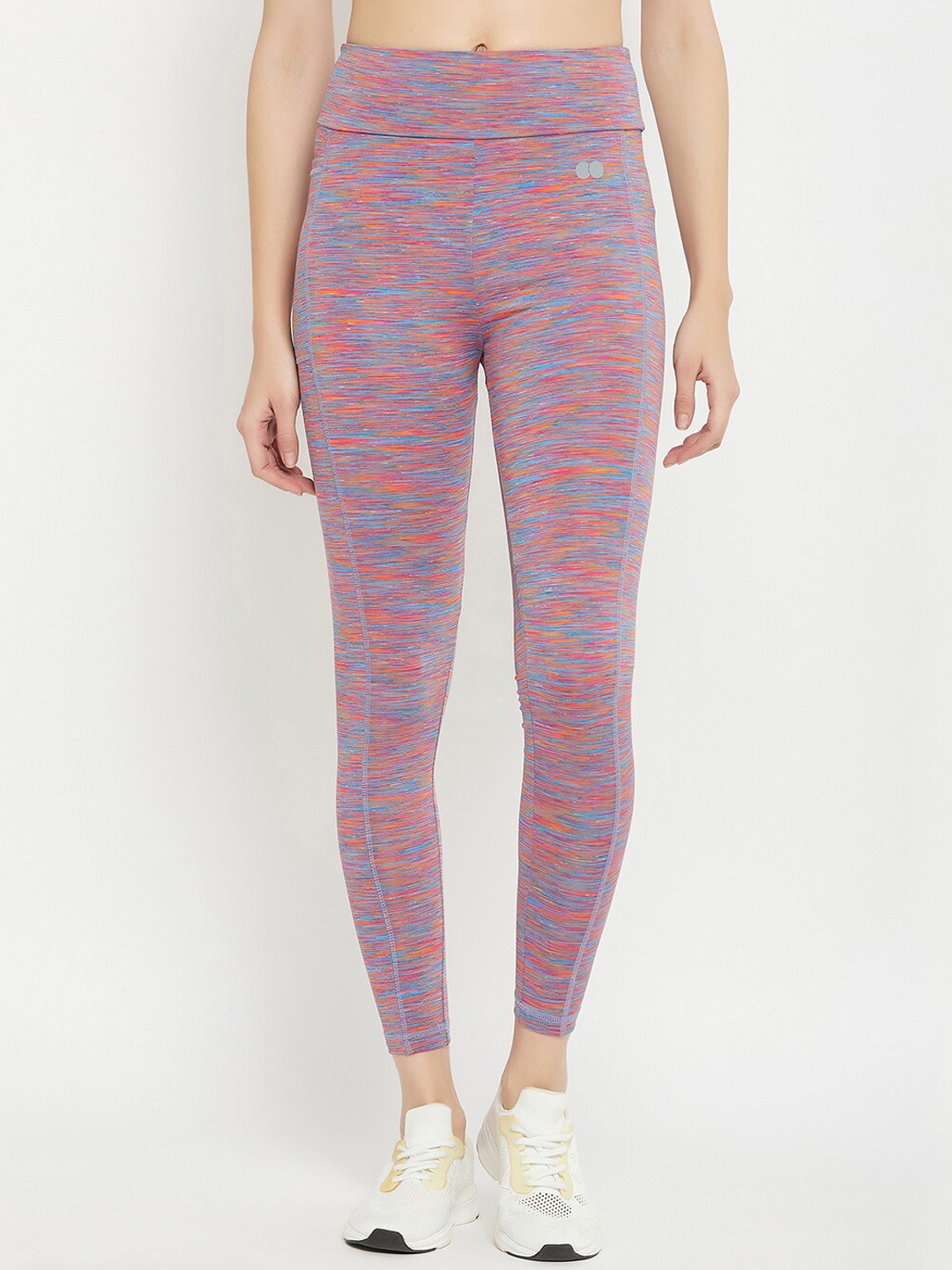 

Clovia Women Printed Snug Fit High-Rise Active Tights with Side Pocket, Purple