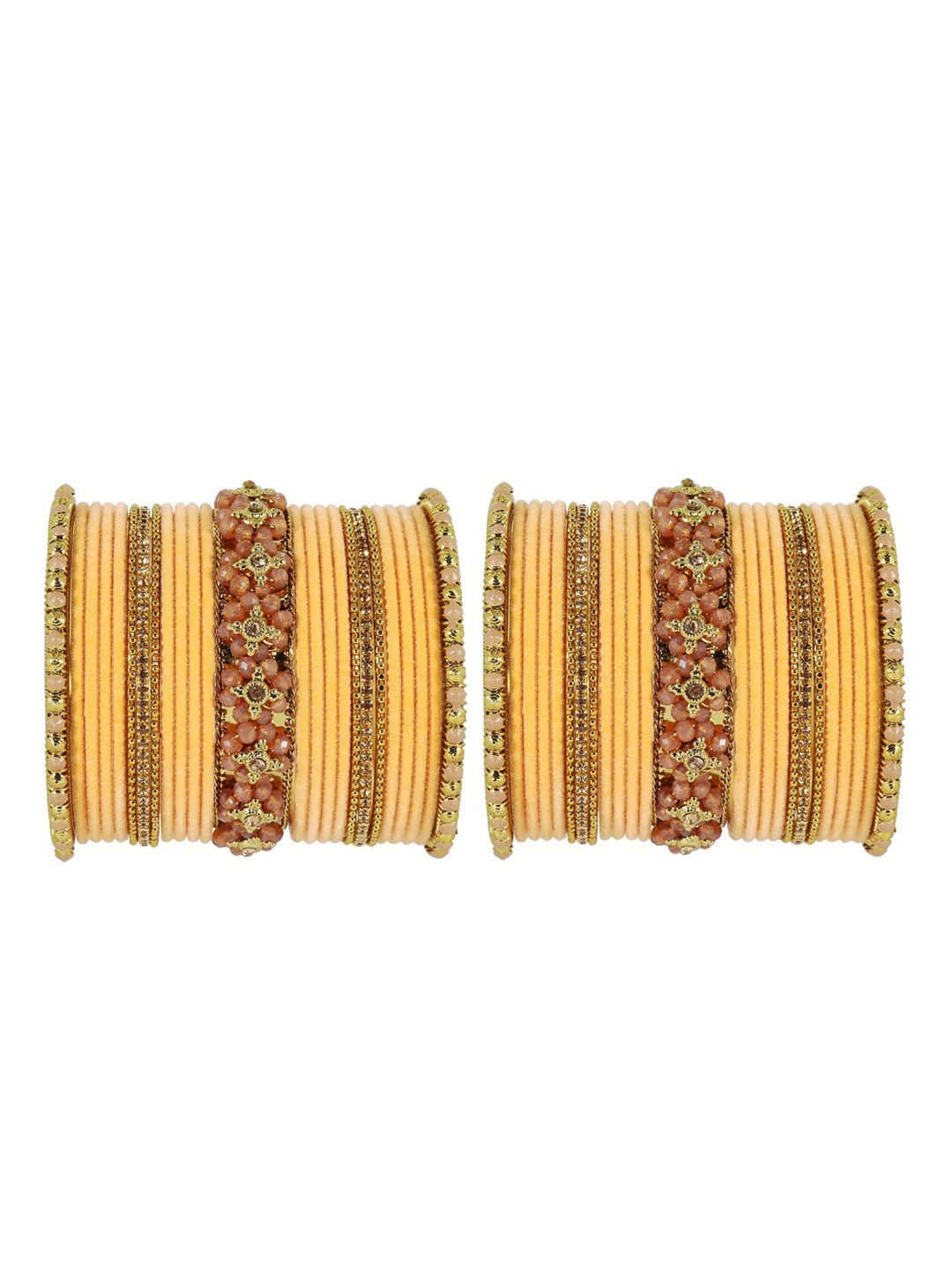 

NMII 52 Pieces Stone-Studded Bangles, Peach