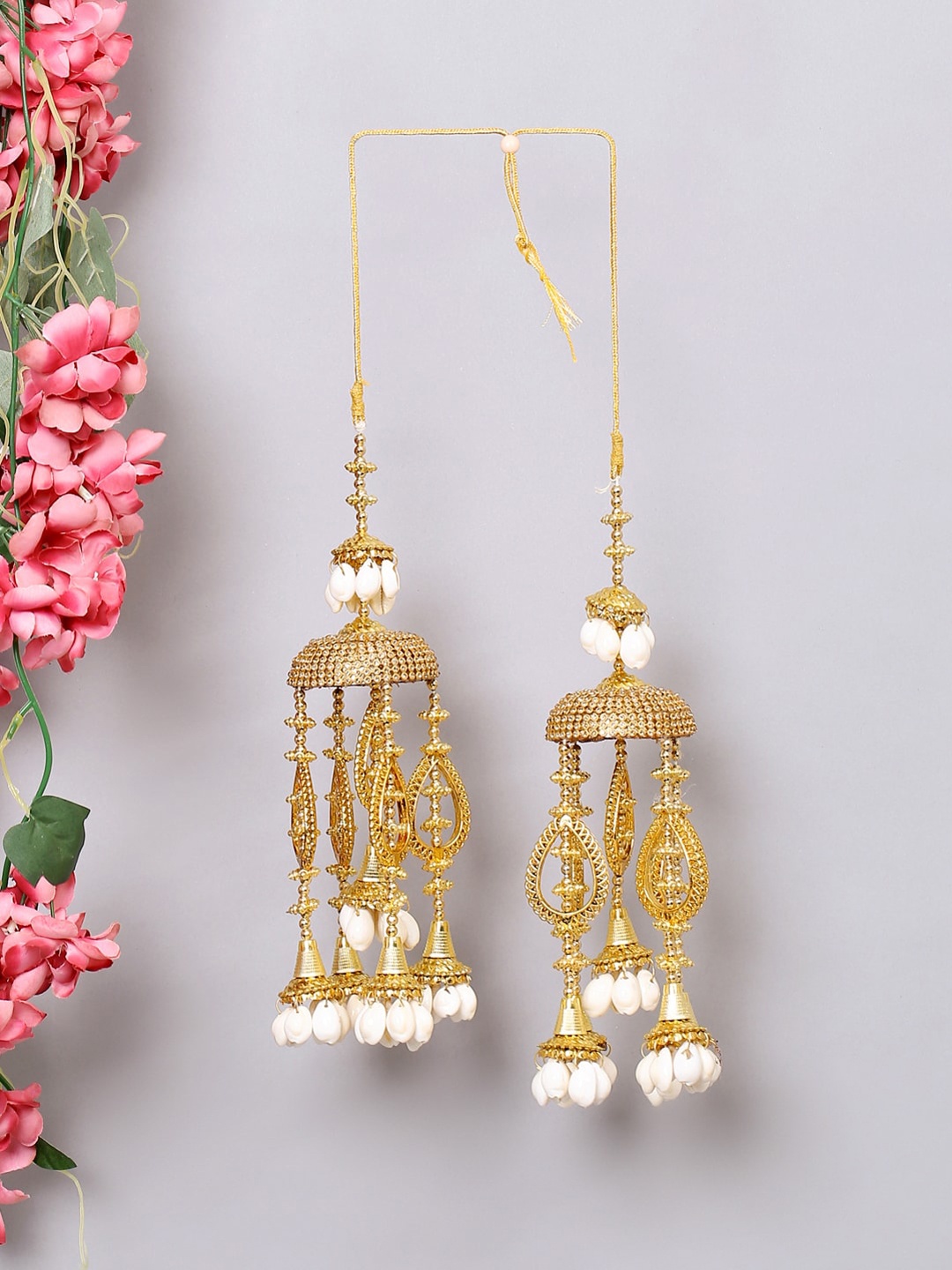 

VIRAASI Set Of 2 Gold-Plated Stone-Studded & Beaded Bridal Kaleera Set