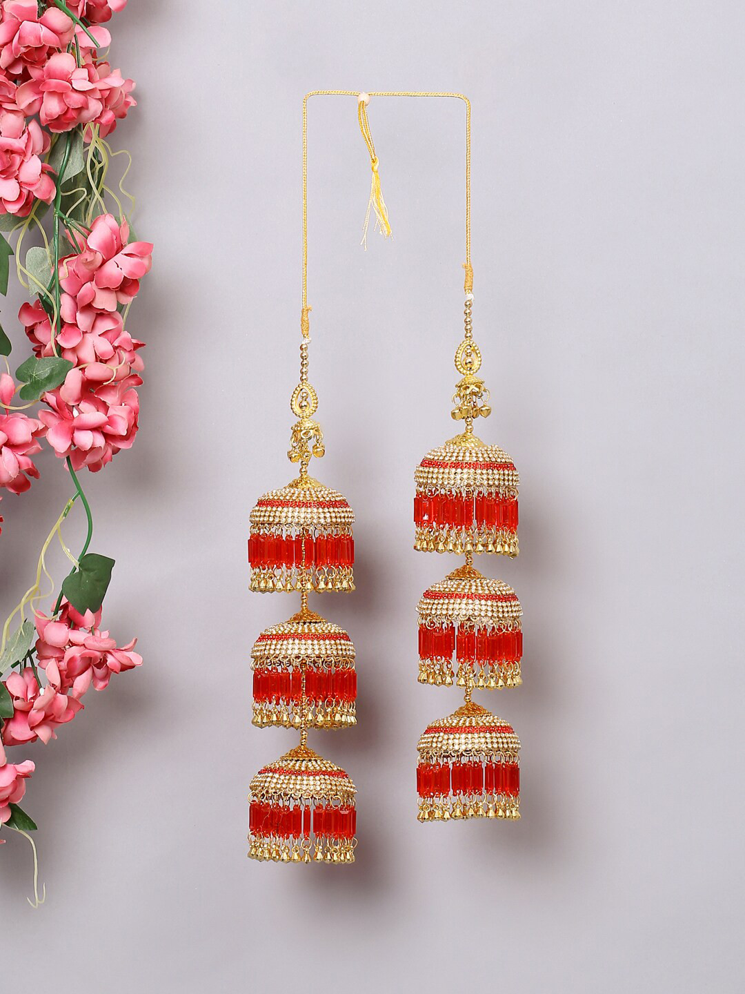 

VIRAASI Set Of 2 Gold-Plated Stone-Studded & Beaded Bridal Kaleera Set