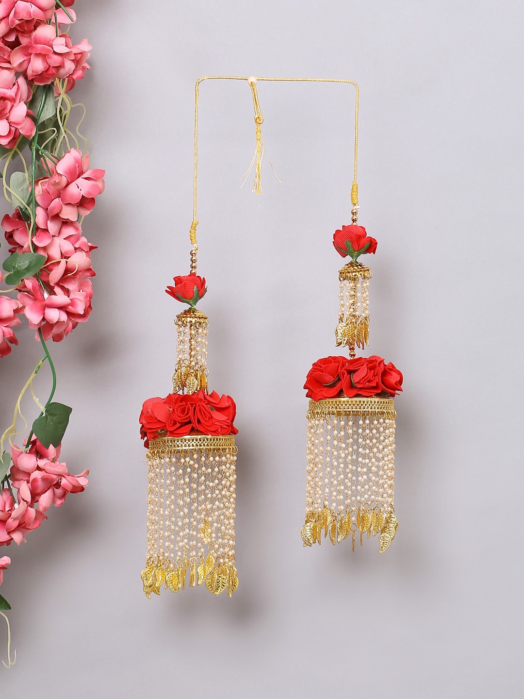 

VIRAASI Set Of 2 Gold-Plated Stone-Studded & Beaded Bridal Kaleera Set