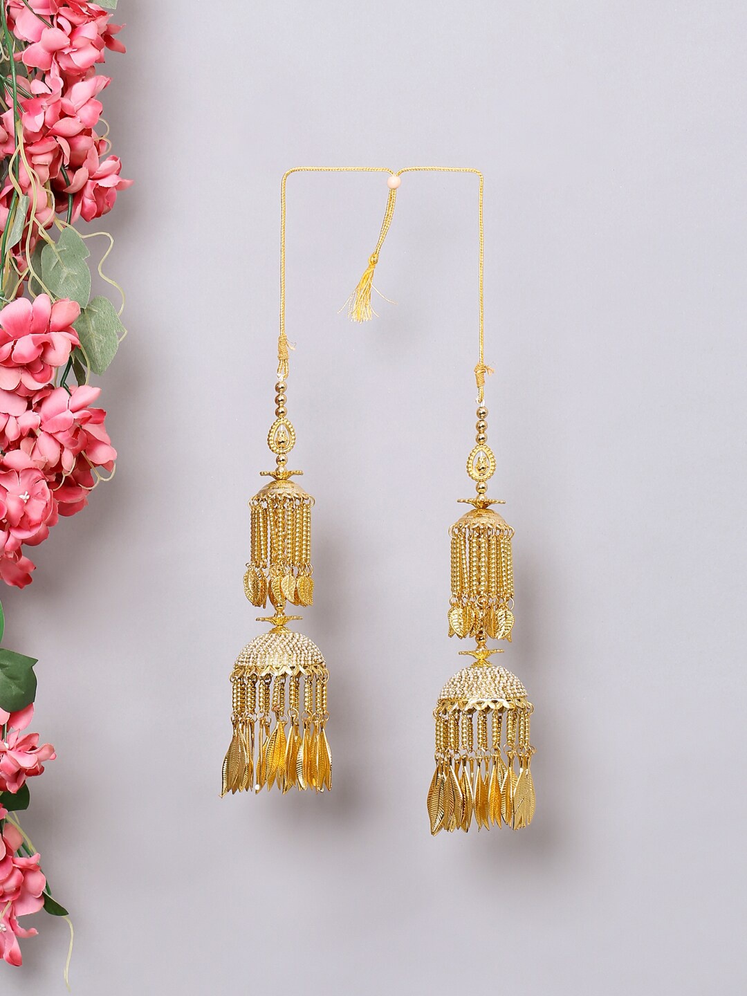 

VIRAASI Set Of 2 Gold-Plated Stone-Studded & Beaded Bridal Kaleera Set
