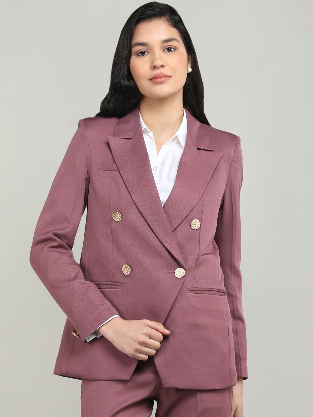 

Dlanxa Women Double Breasted Blazer, Mauve