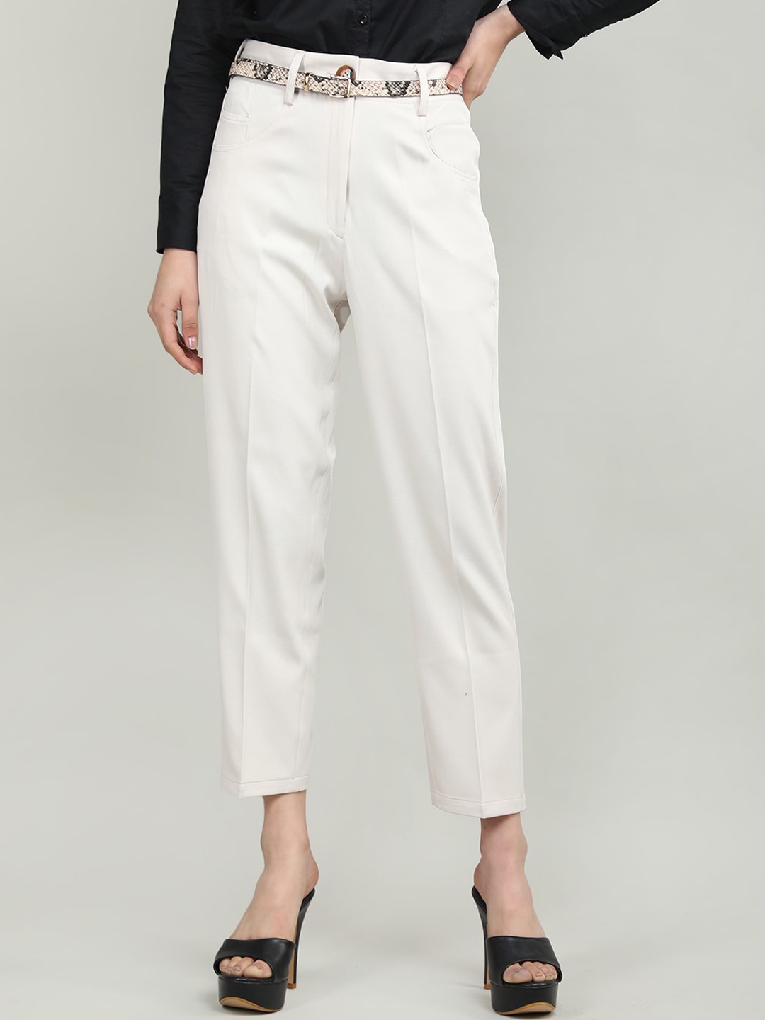 

Dlanxa Women Mid-Rise Formal Trousers, Off white