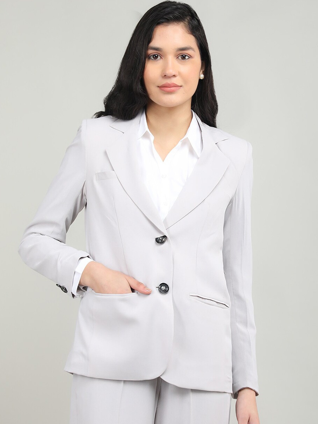 

Dlanxa Women Single-Breasted Blazer, Grey