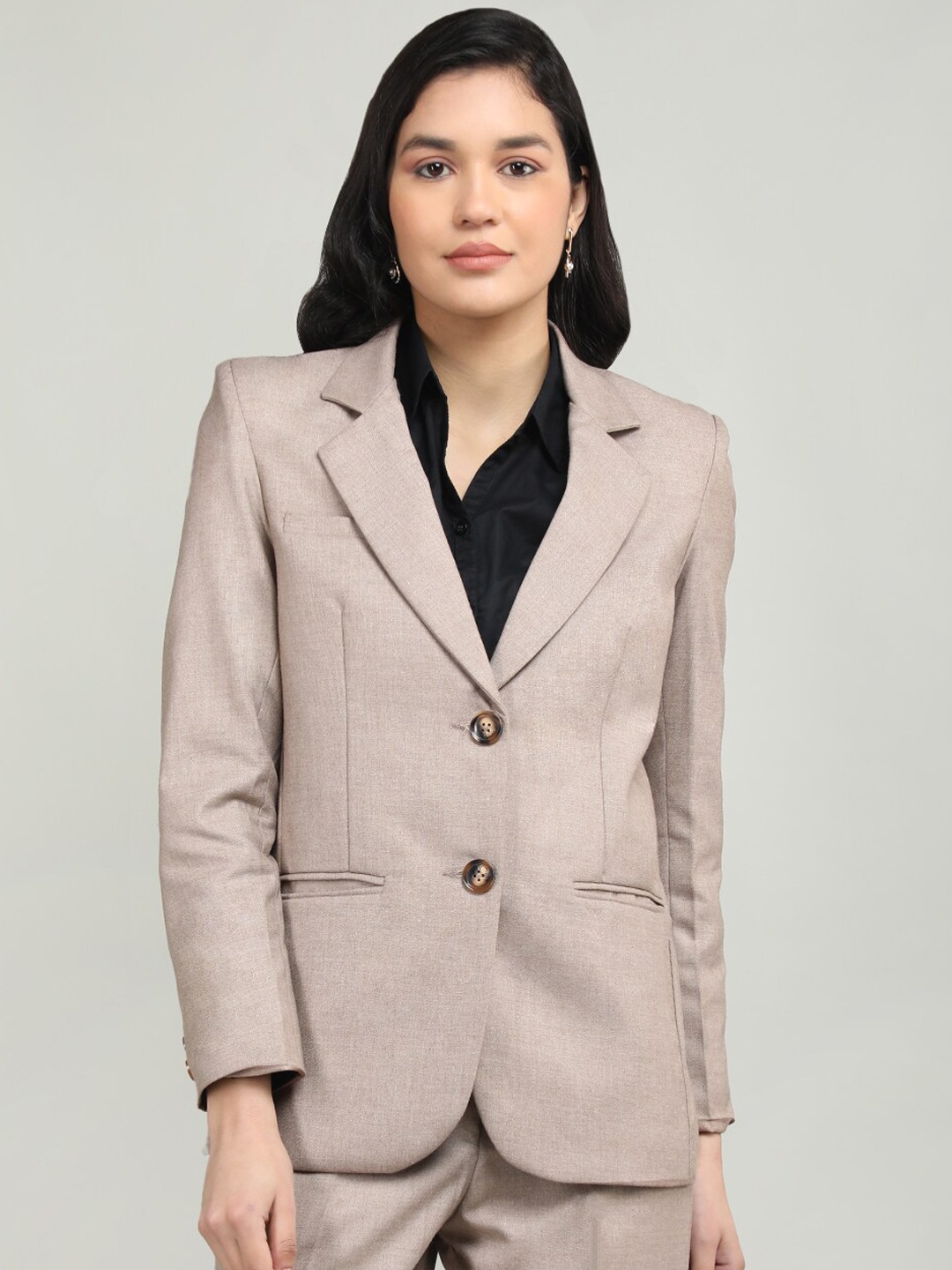 

Dlanxa Women Single-Breasted Blazer, Beige