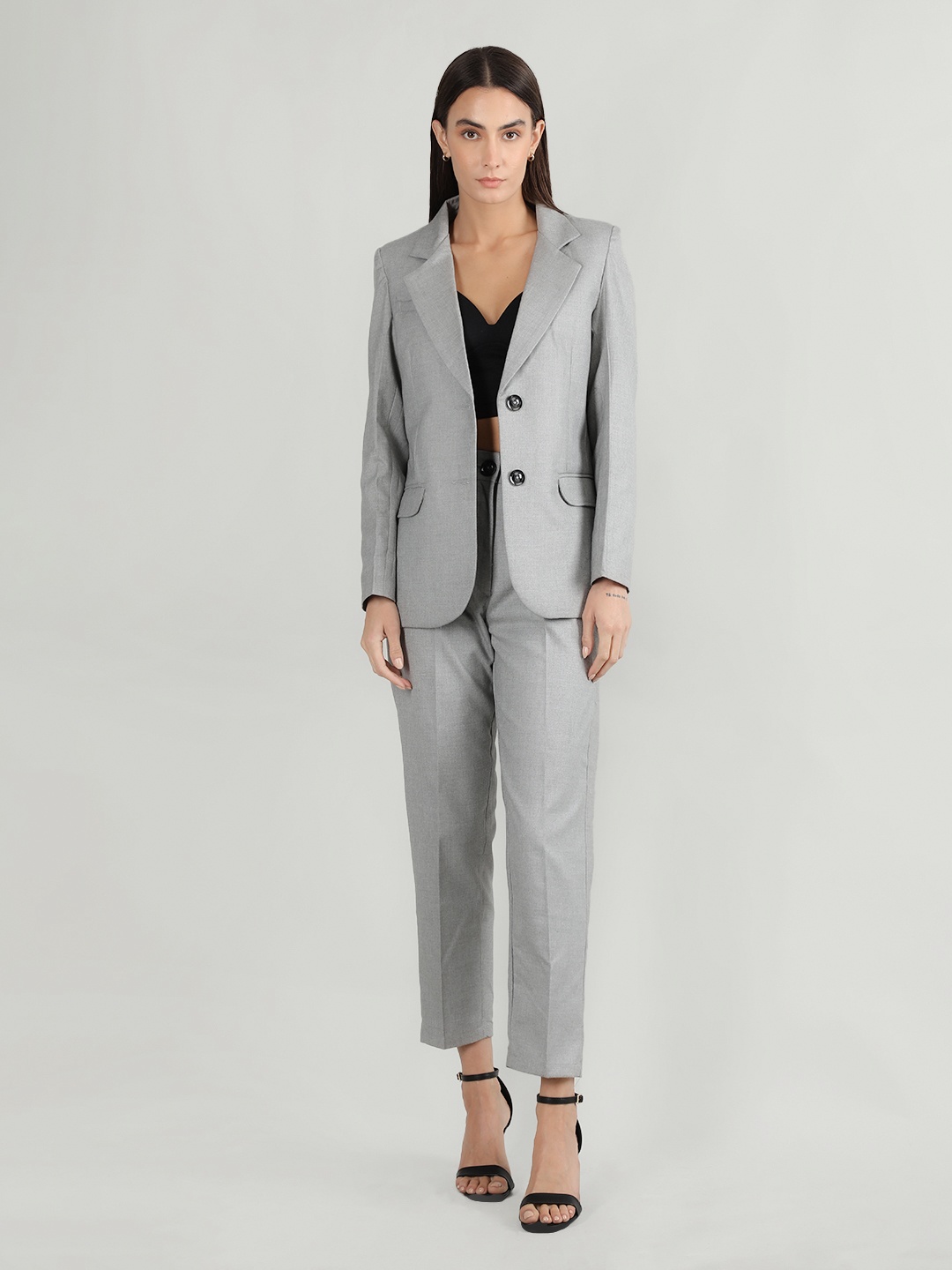 

Dlanxa Women Single-Breasted Two-Piece Suit, Silver