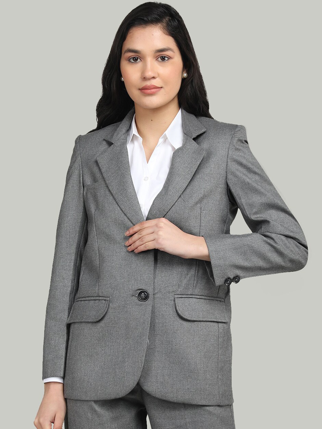 

Dlanxa Women Single-Breasted Blazer, Grey