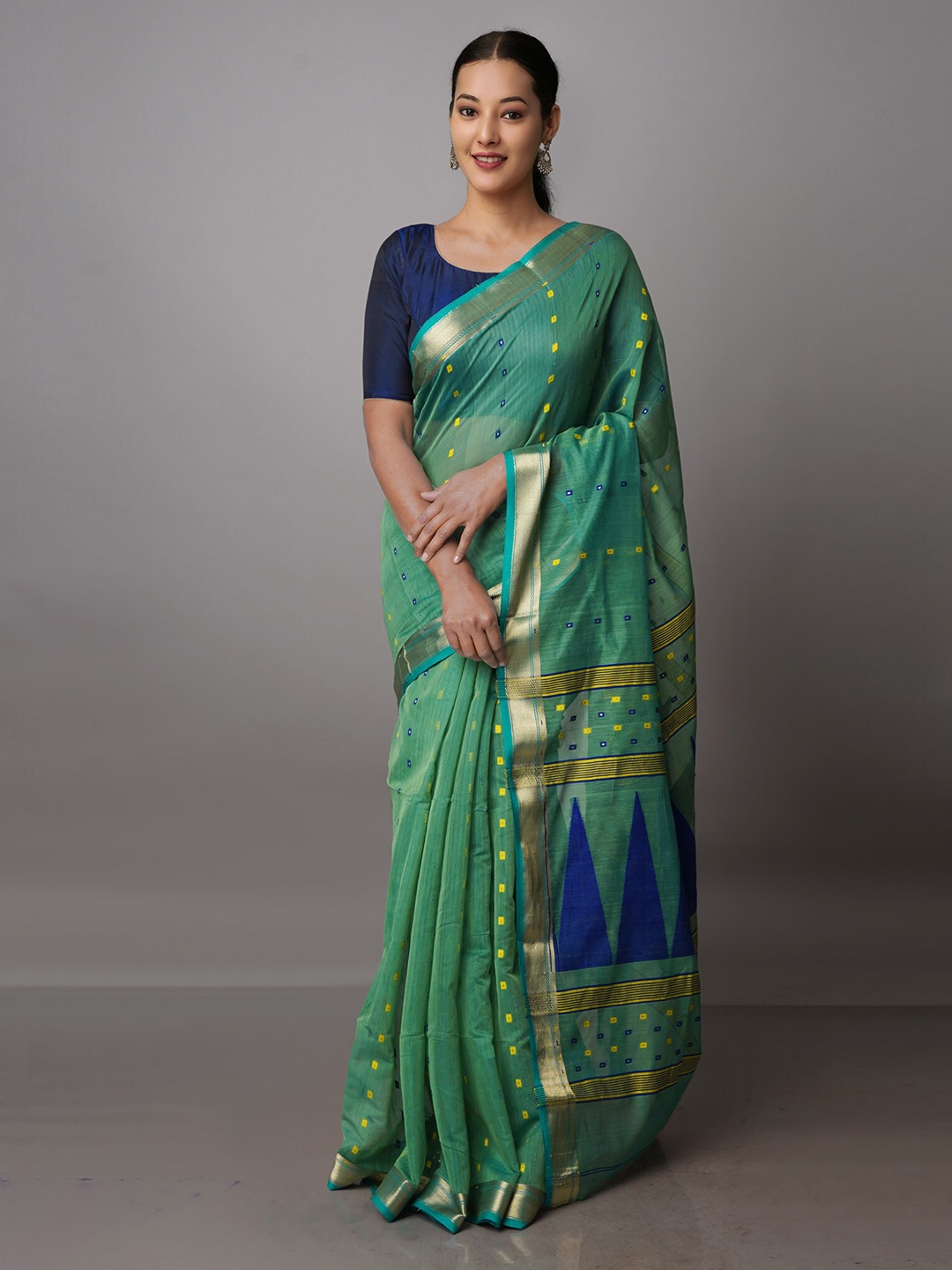 

Unnati Silks Woven Design Zari Jamdani Saree, Green