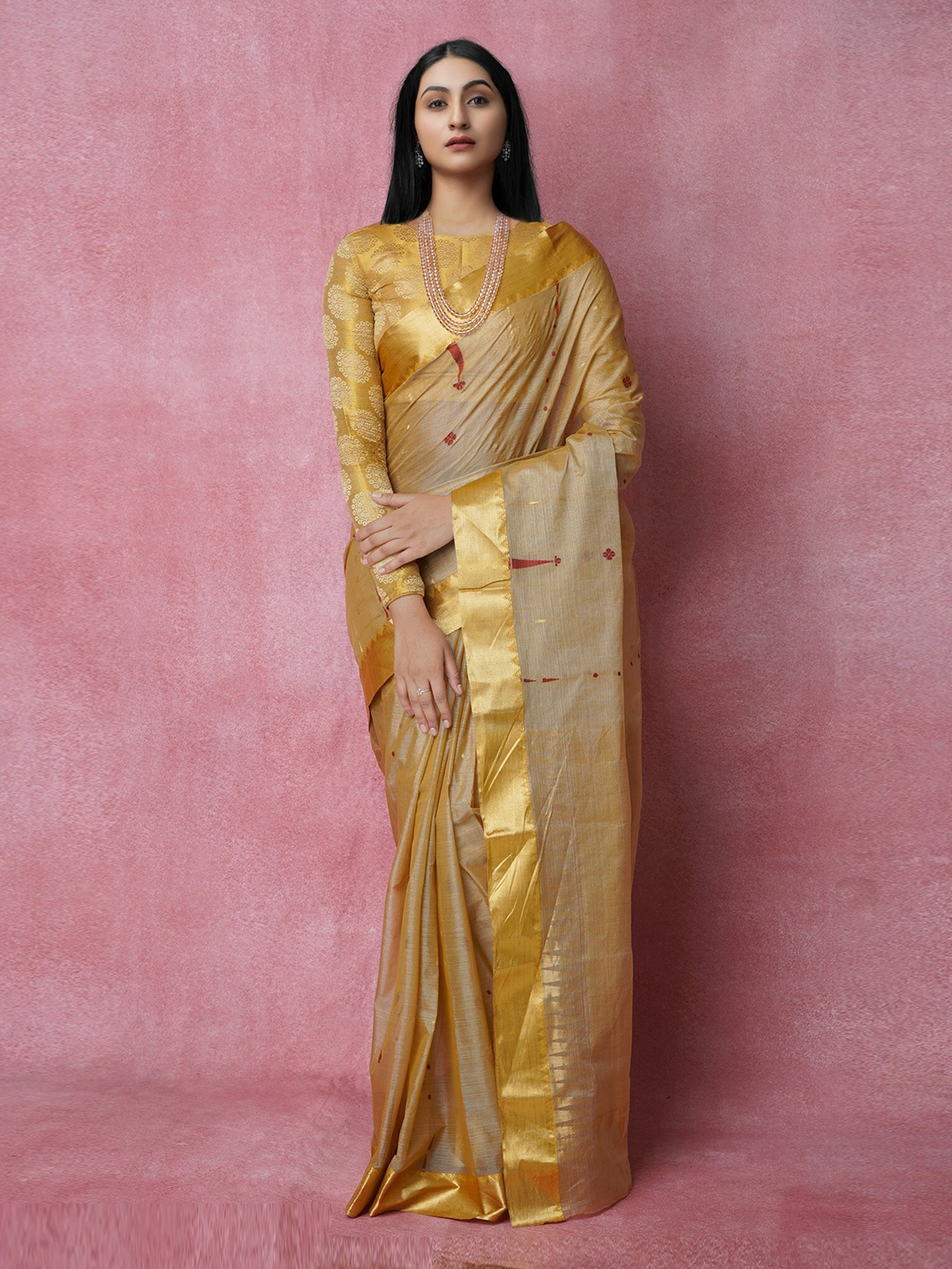 

Unnati Silks Woven Design Zari Pure Cotton Jamdani Saree, Cream