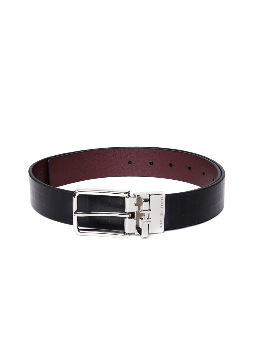 

Tommy Hilfiger Men Checked Leather Belt, Black