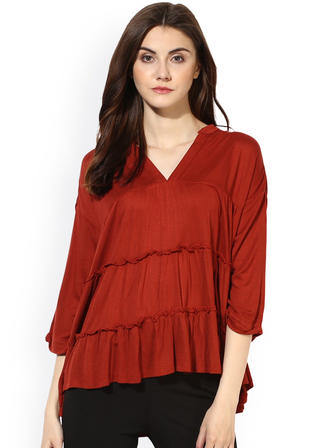 

Kazo Women Rust Red Solid Top