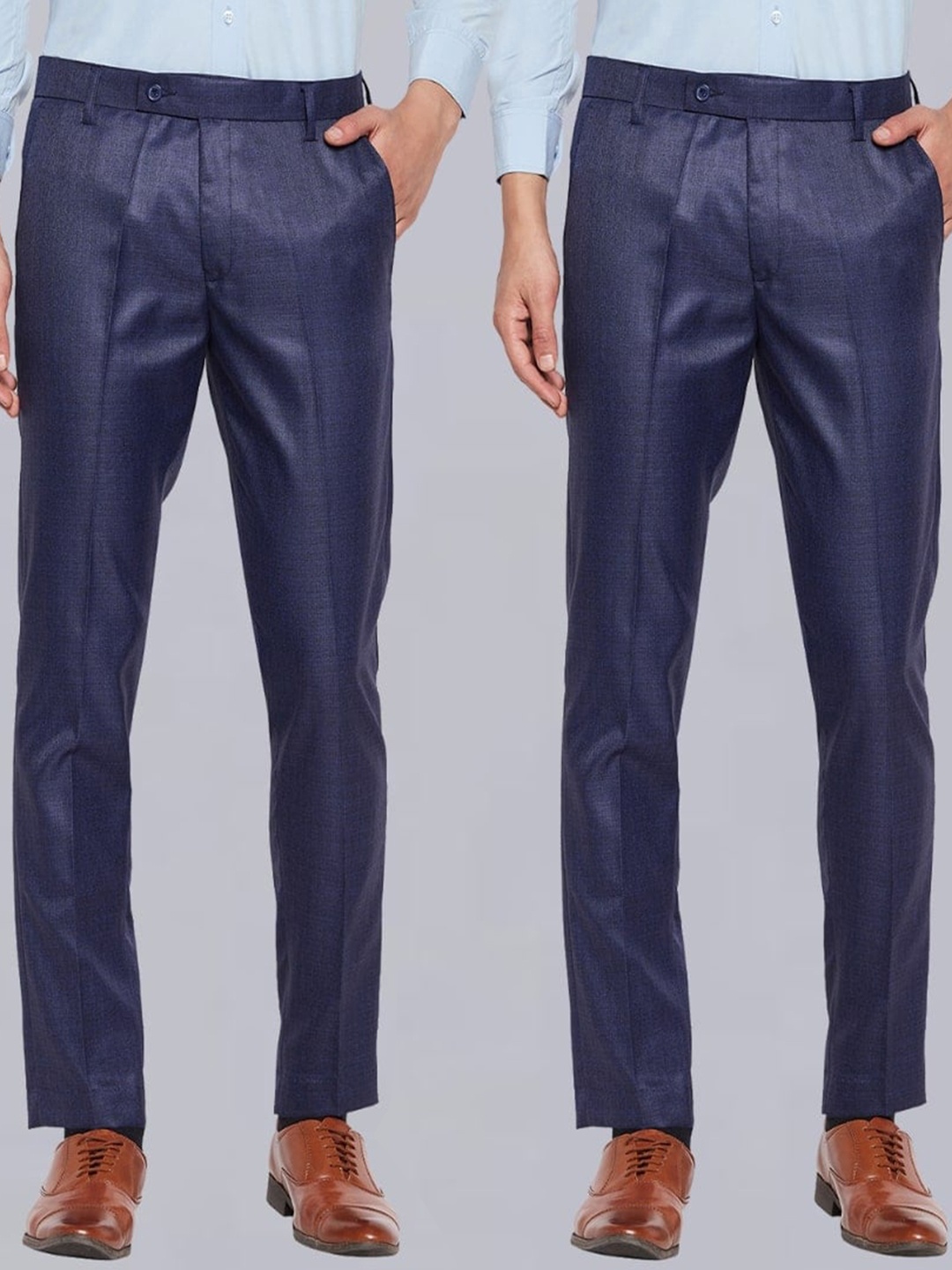 

VEI SASTRE Men Blue Smart Slim Fit Trousers