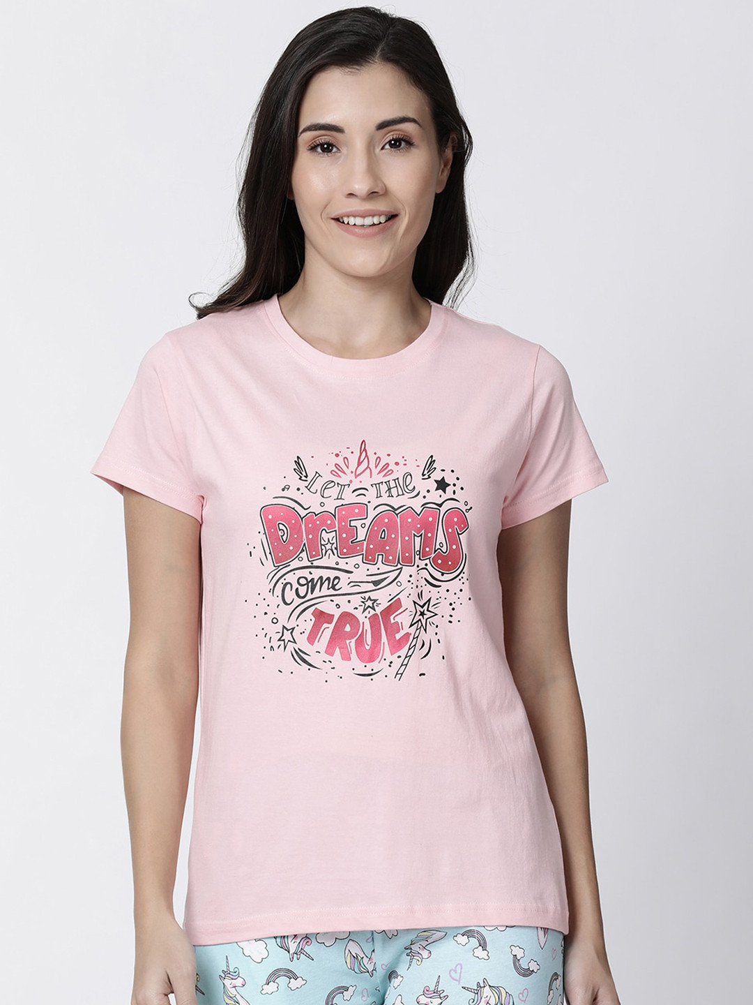 

Kryptic Women Printed Pure Cotton Lounge T-Shirt, Pink