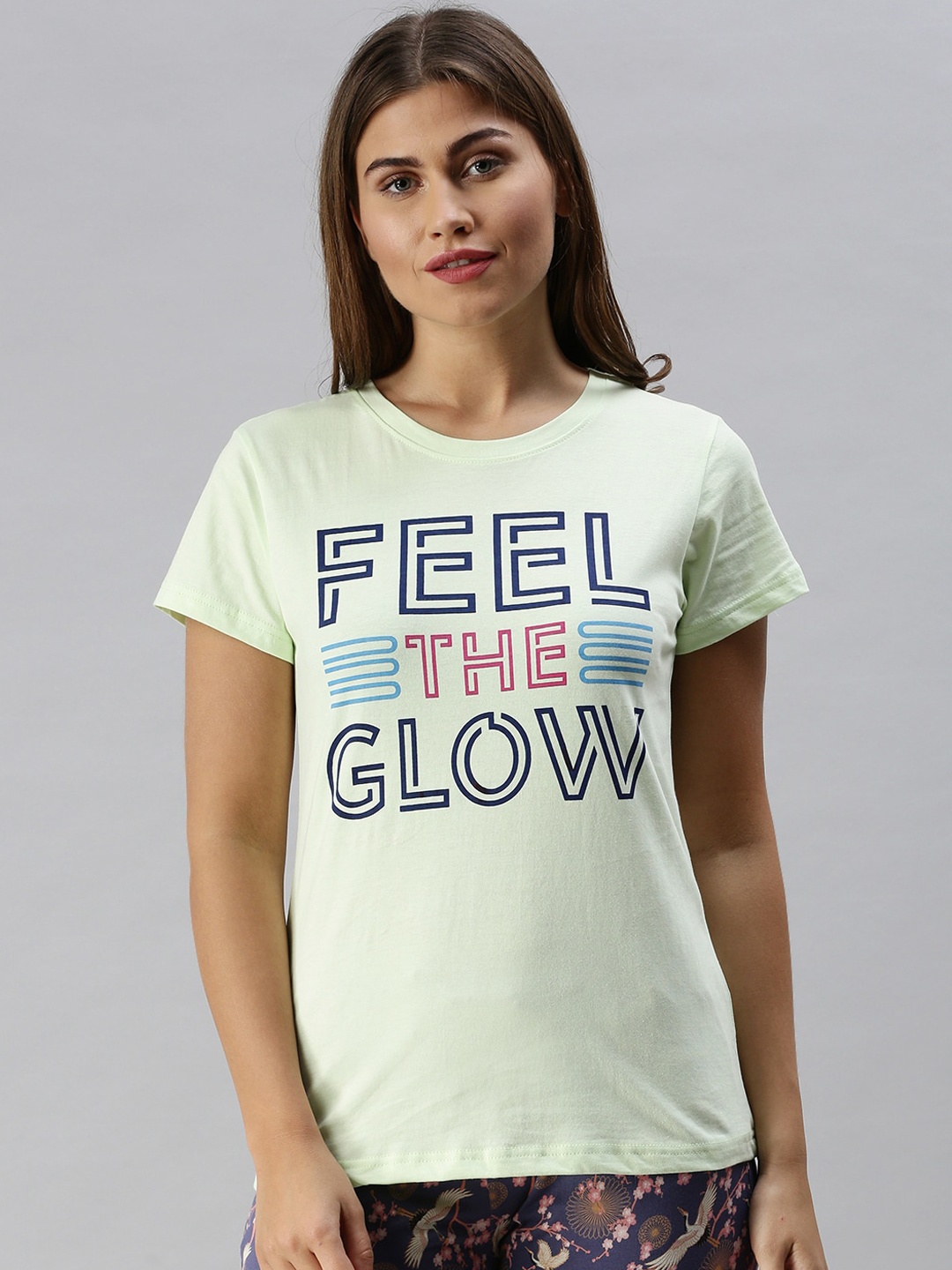 

Kryptic Women Printed Pure Cotton Lounge Tshirt, Green