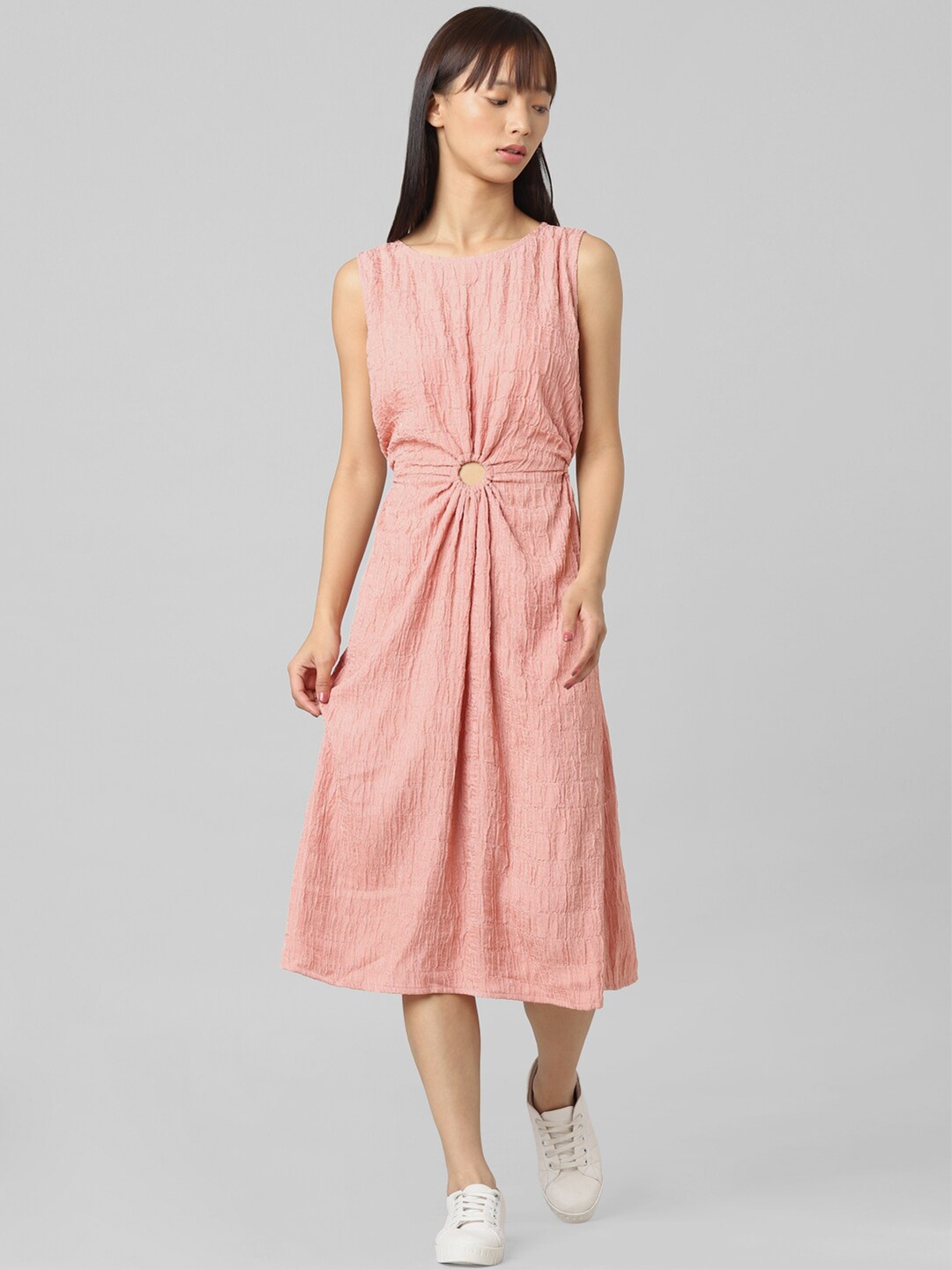 

ONLY Boat Neck A-Line Midi Dress, Peach