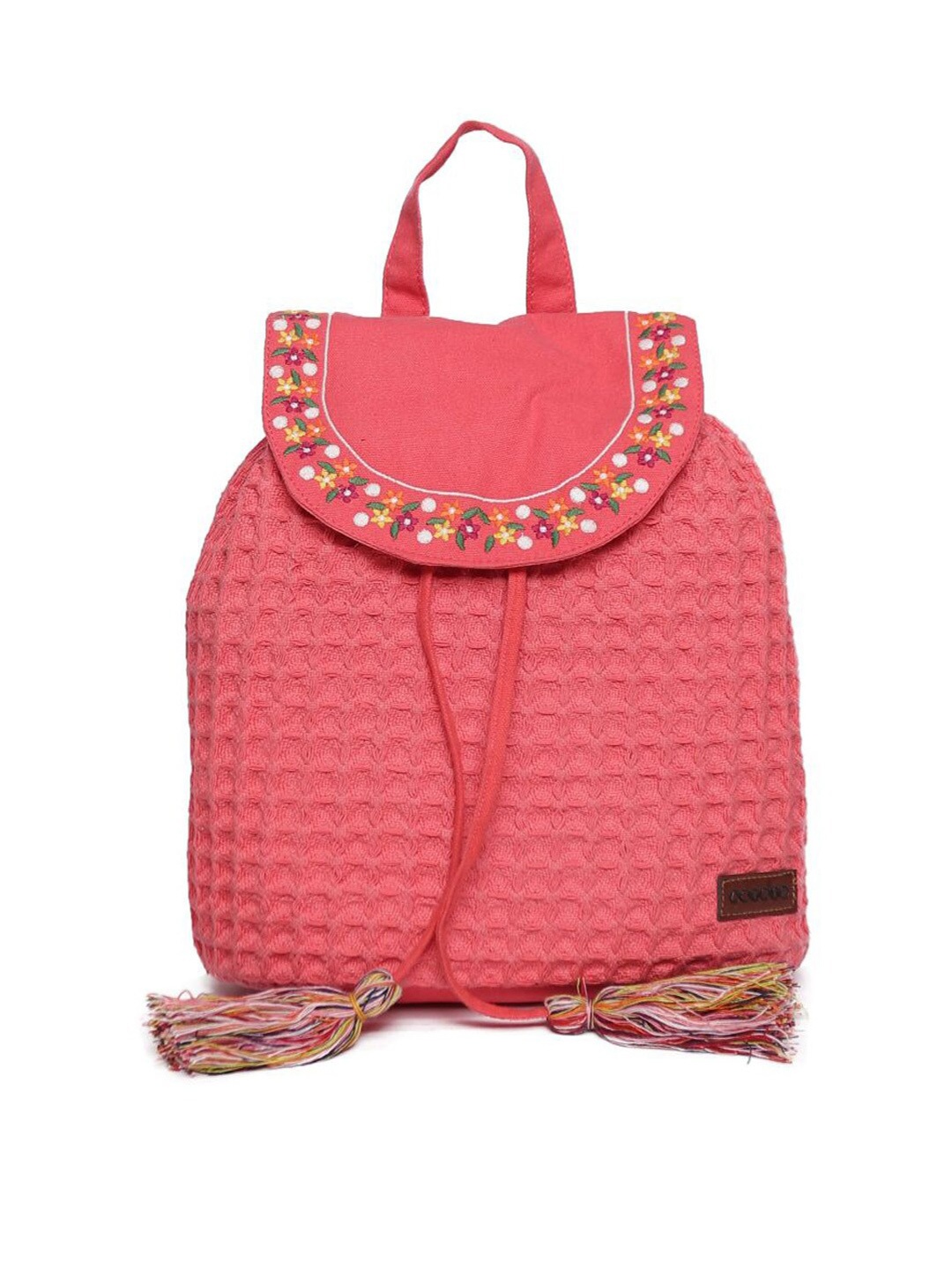 

ASTRID Women Embroidered Backpack With Drawstring, Pink
