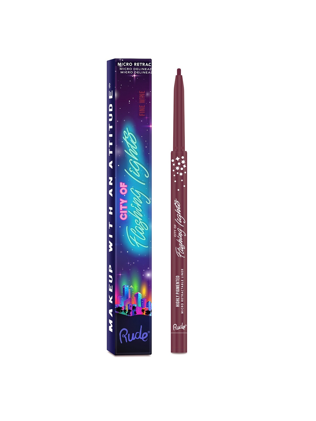 

Rude Cosmetics City Of Flashing Lights Micro Retractable Liner 6 gm - Fine Wine, Purple