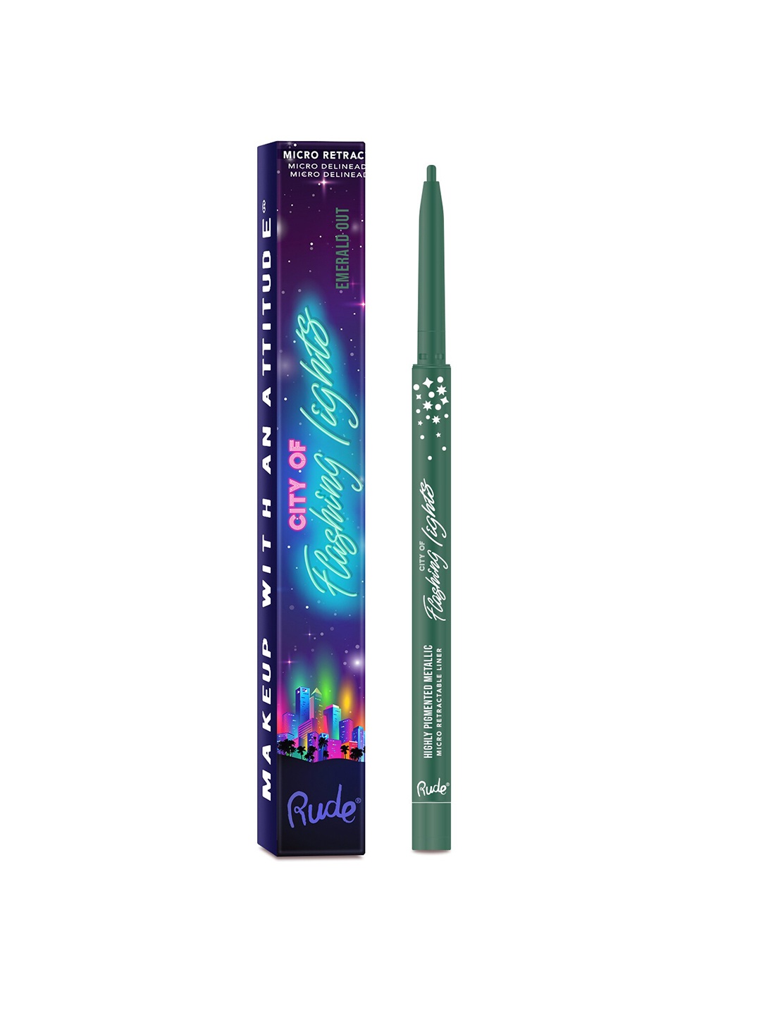 

Rude Cosmetics City Of Flashing Lights Micro Retractable Eye Liner 0.1 g - Emerald Out, Green