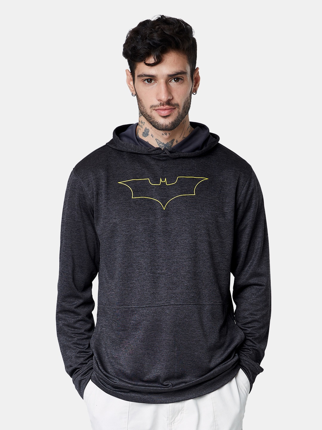 

The Souled Store Men Printed Hooded Sweatshirt, Grey