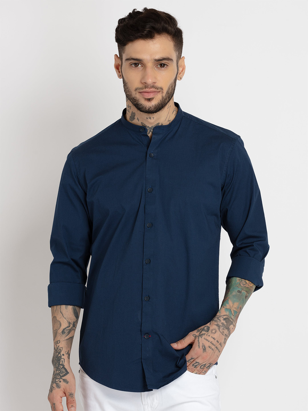 

Status Quo Men Slim Fit Cotton Casual Shirt, Navy blue