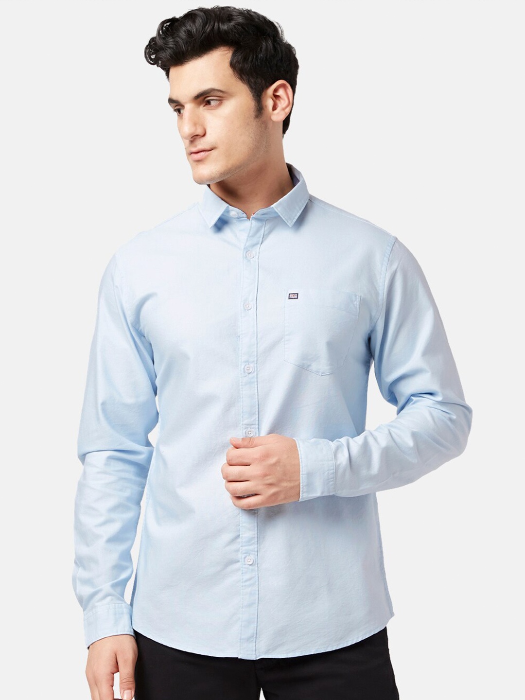 

BYFORD by Pantaloons Men Slim Fit Floral Printed Cotton Casual Shirt, Blue