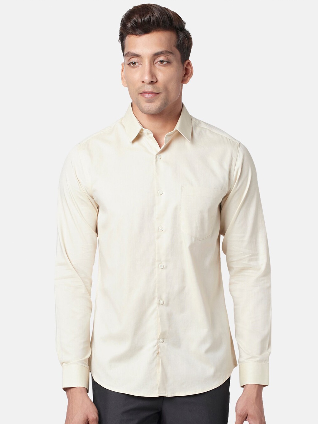 

BYFORD by Pantaloons Men Slim Fit Cotton Casual Shirt, Beige