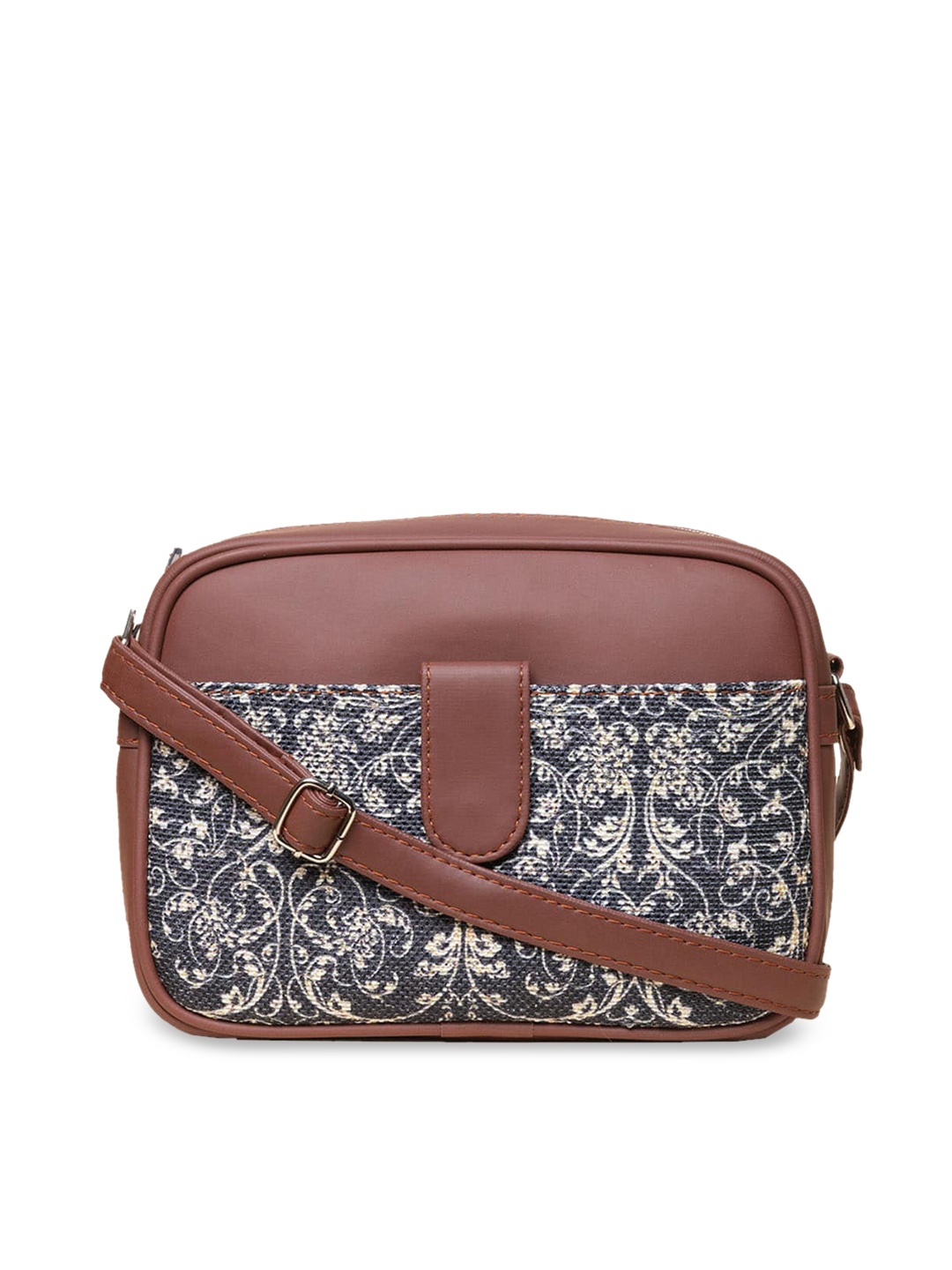 

ZOUK Women Ethnic Motifs Printed Structured Sling Bag, Black