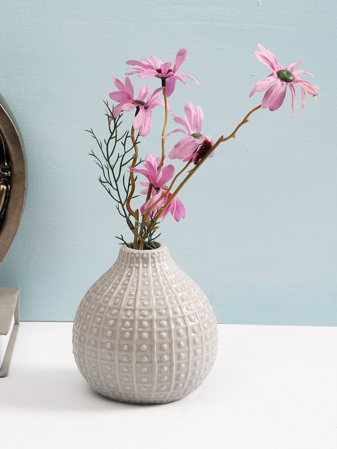 

TAYHAA Grey Textured Ceramic Flower Vase