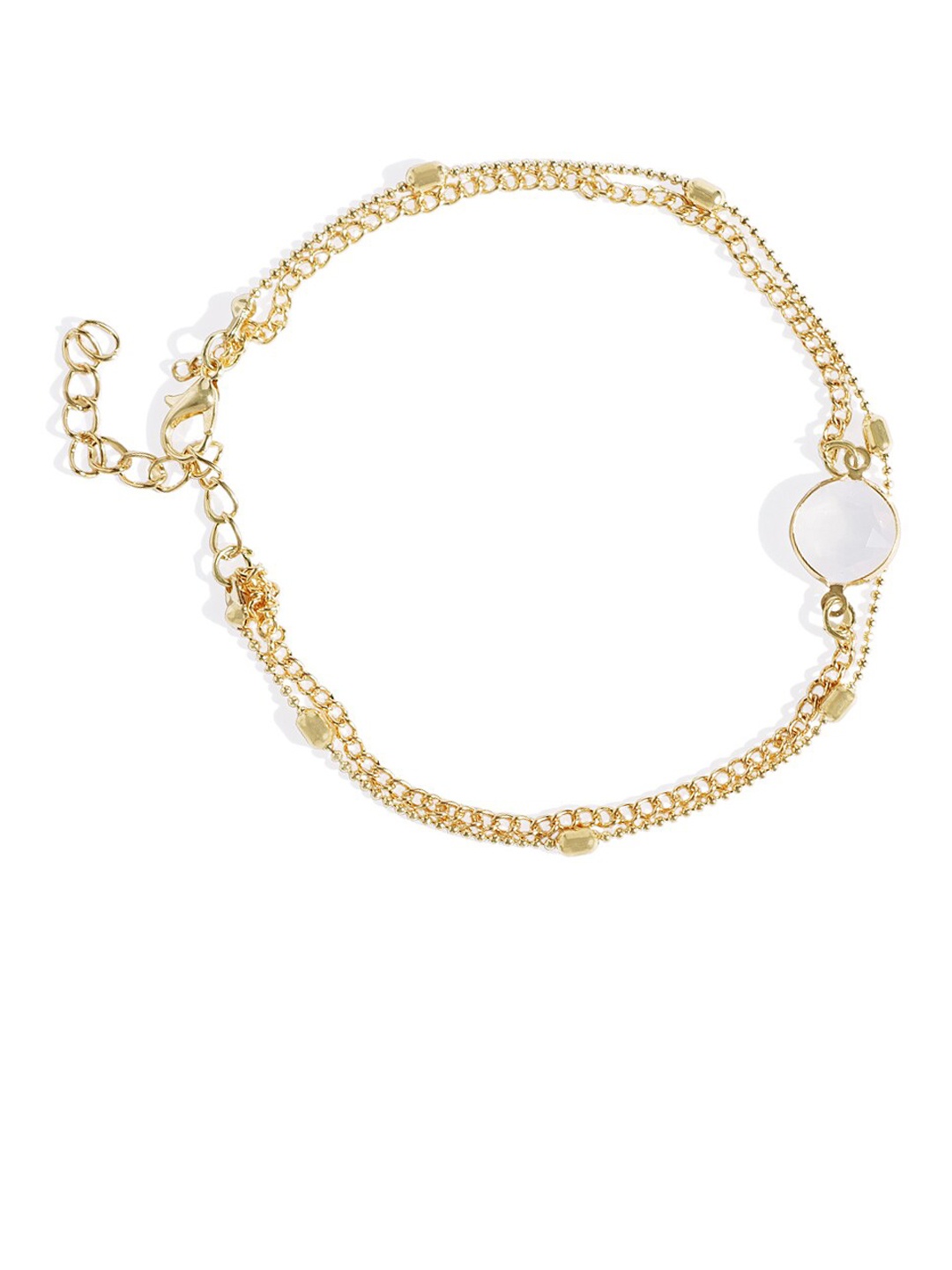 

OOMPH Gold-Plated Multi Layer Crystal Anklet, White