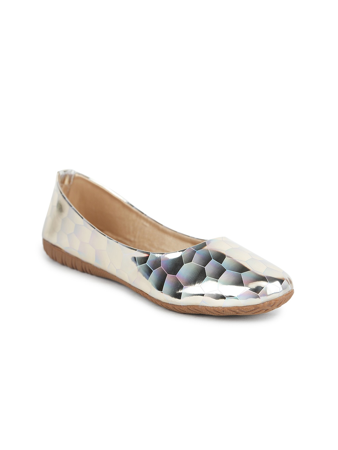 

Moonwalk Women Printed Ballerinas, Gold