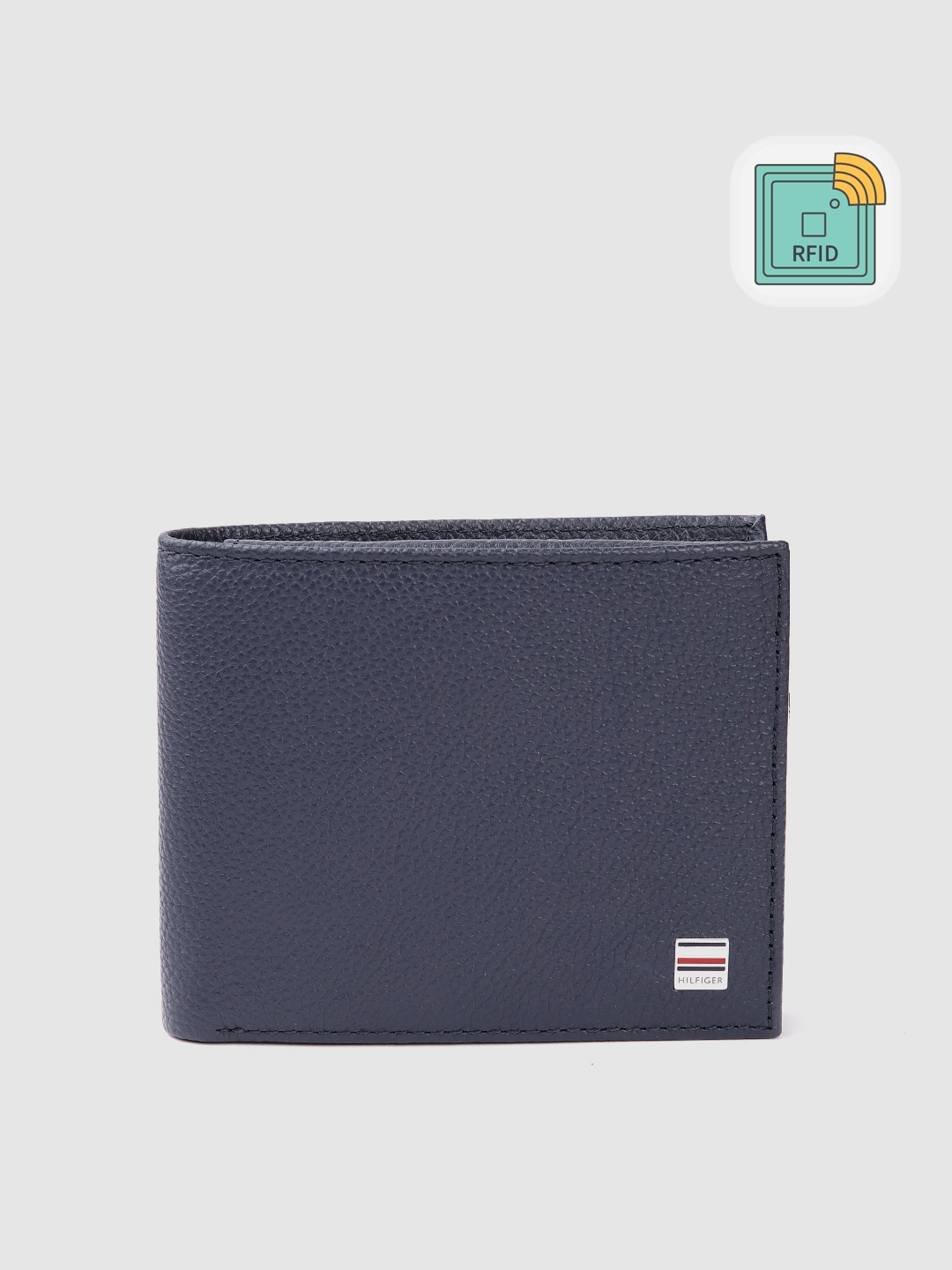 

Tommy Hilfiger Men Navy Blue Textured Leather Two Fold Wallet